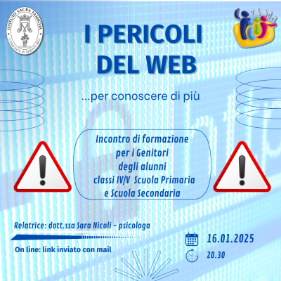 16.01.2025 Incontro di formazione per i genitori – I pericoli del WEB